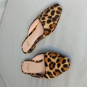 J. Crew Cheetah Leopard Print Carolyn Slip On Mules Flats